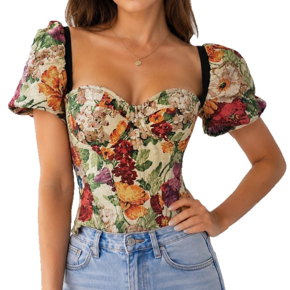 Multicolor Oil Painting Style  - Corset Waist Cinch review and price